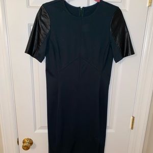 Faux leather sheath short sleeve dress
